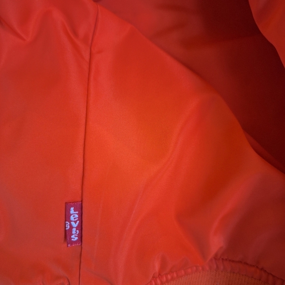Levi's Womens Orange Flight Bomber Jacket Full Zip Closure Size M - Picture 7 of 9